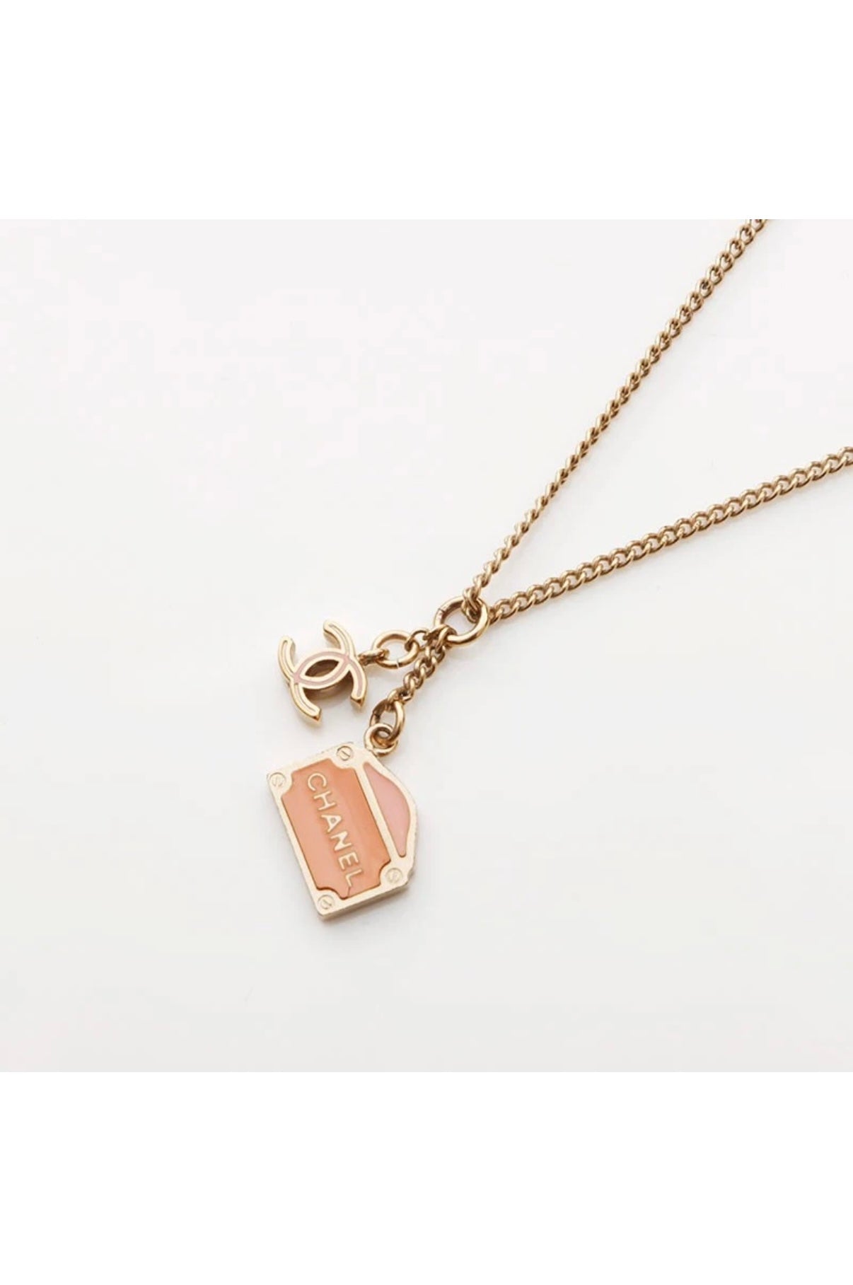 Chanel Coco Mark Cambon Necklace Gold and Pink