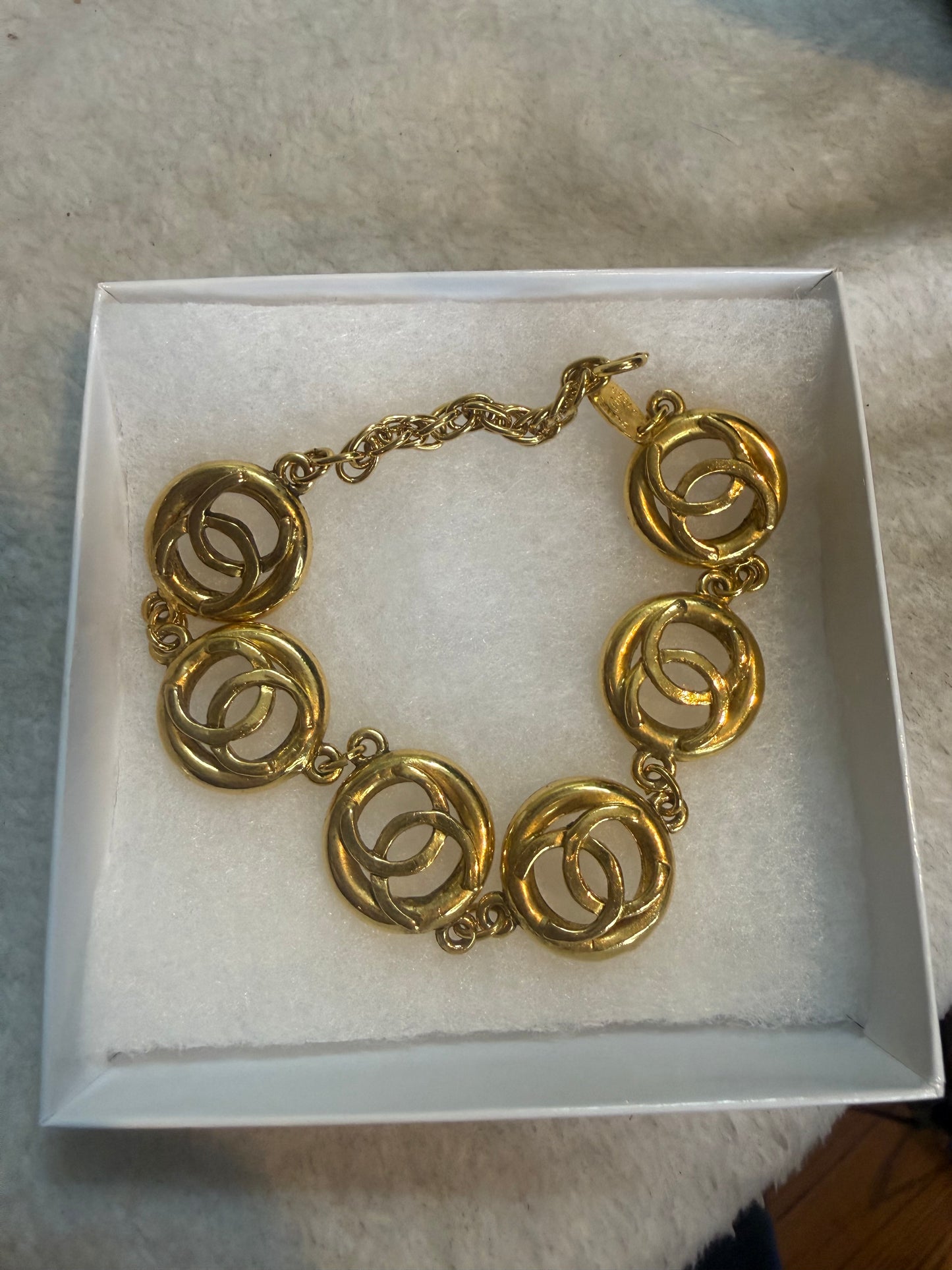 894. Chanel Vintage CC Logo Gold plated Bracelet