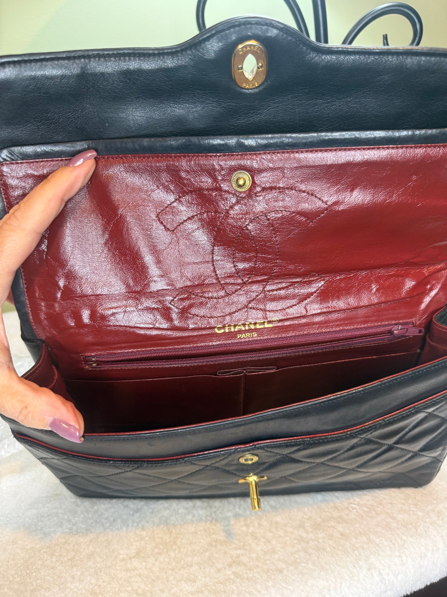 1037. Chanel Black Lambskin Double Flap