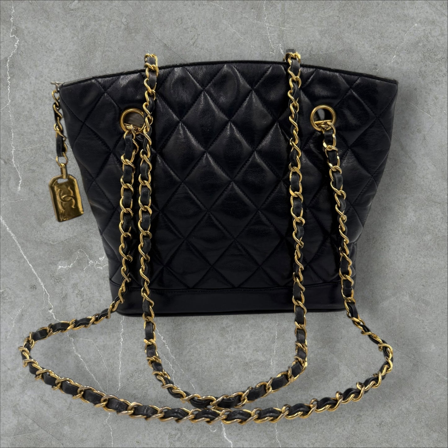 376. Chanel Navy Lambskin Vintage Shoulder Bag