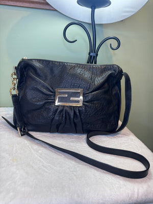 1830. Fendi Black Nappa Mia Hobo Bag