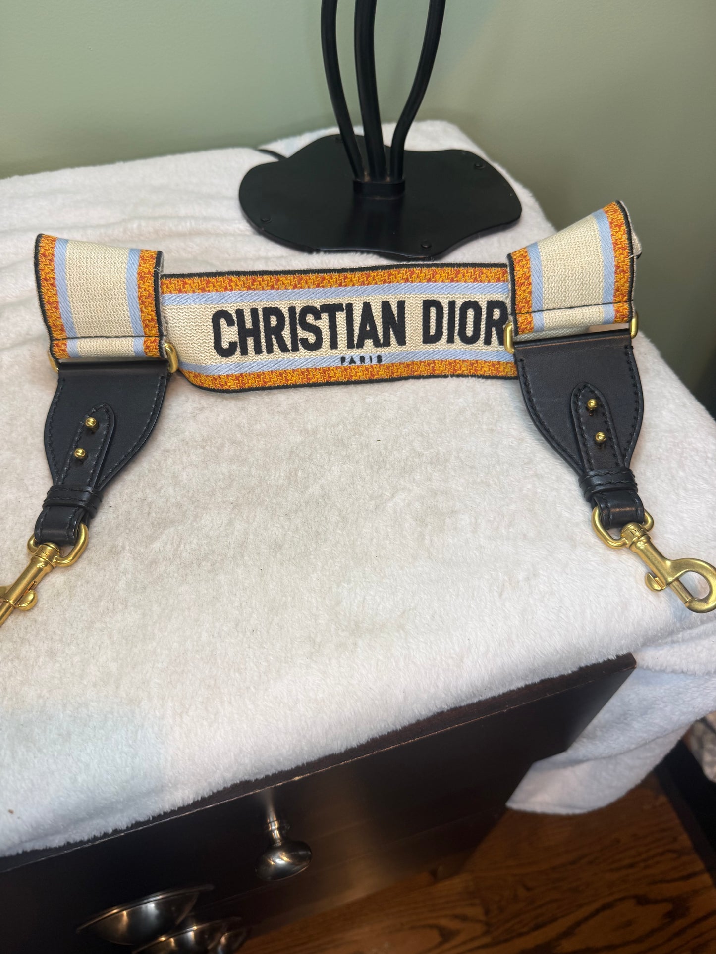 1218. Christian Dior Embroidered Orange Striped Shoulder strap