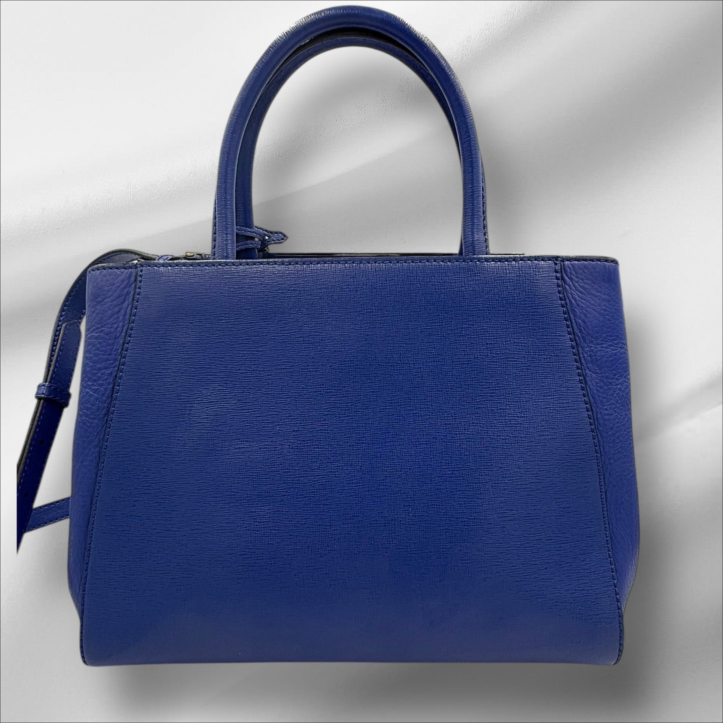 321. Fendi Blue Leather Petite Sac 2jours Elite Top Handle