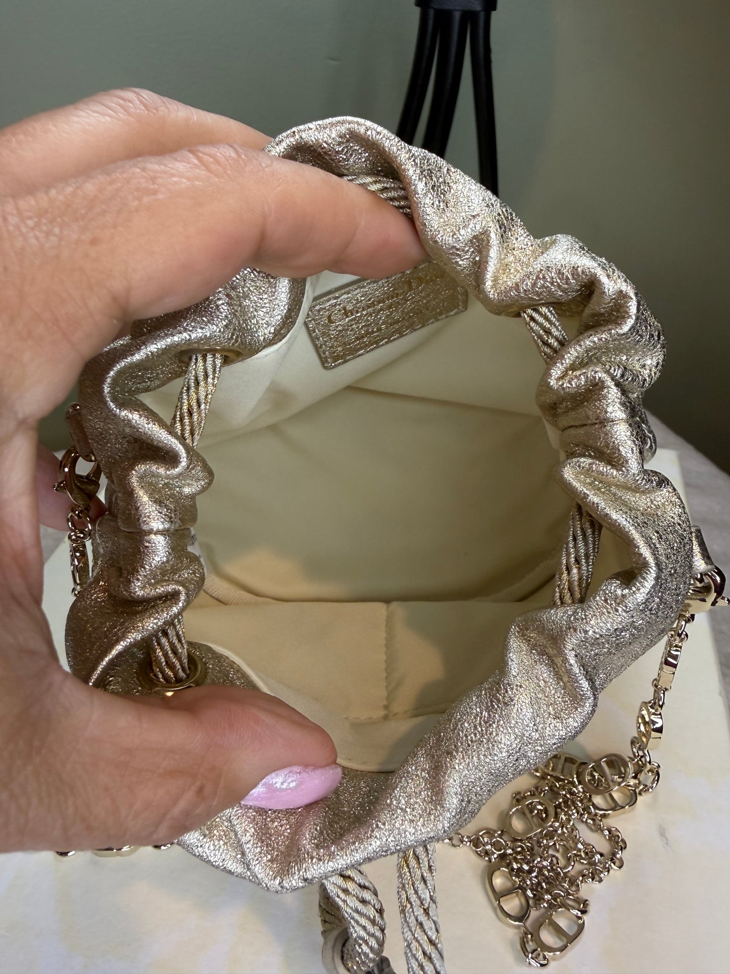 1509. Dior Gold Lambskin Mini Bucket Bag