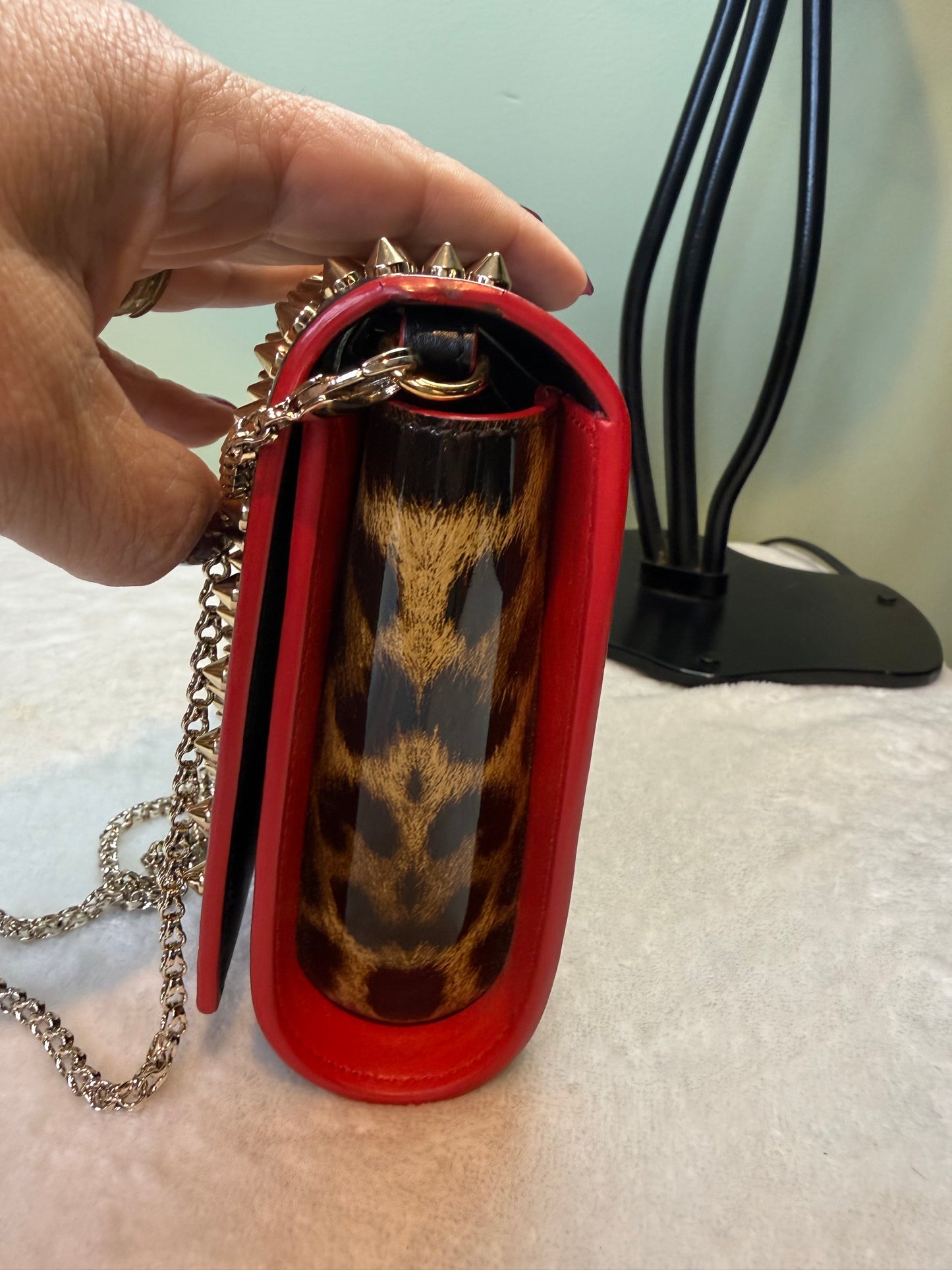 1865. Christian Louboutin Black Paloma Spike Clutch
