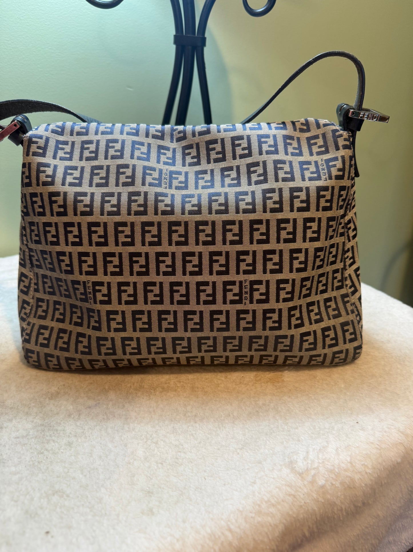 1675. Fendi Zucca Mama Baguette in Navy