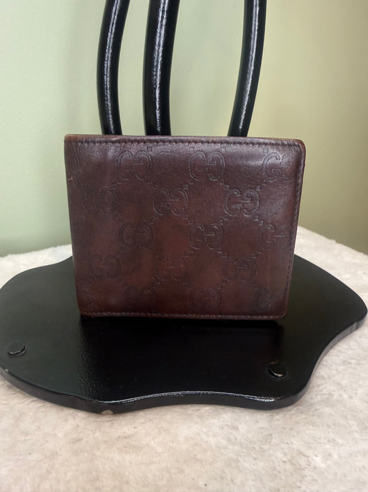 1518. Gucci Brown GG Guccissima Leather Mens Bifold