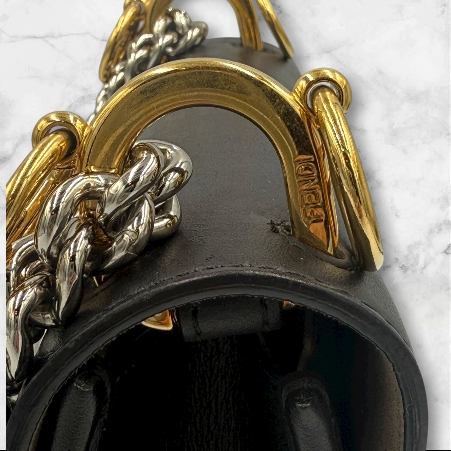 281. Fendi F Logo Kan I Leather Two Way Bag