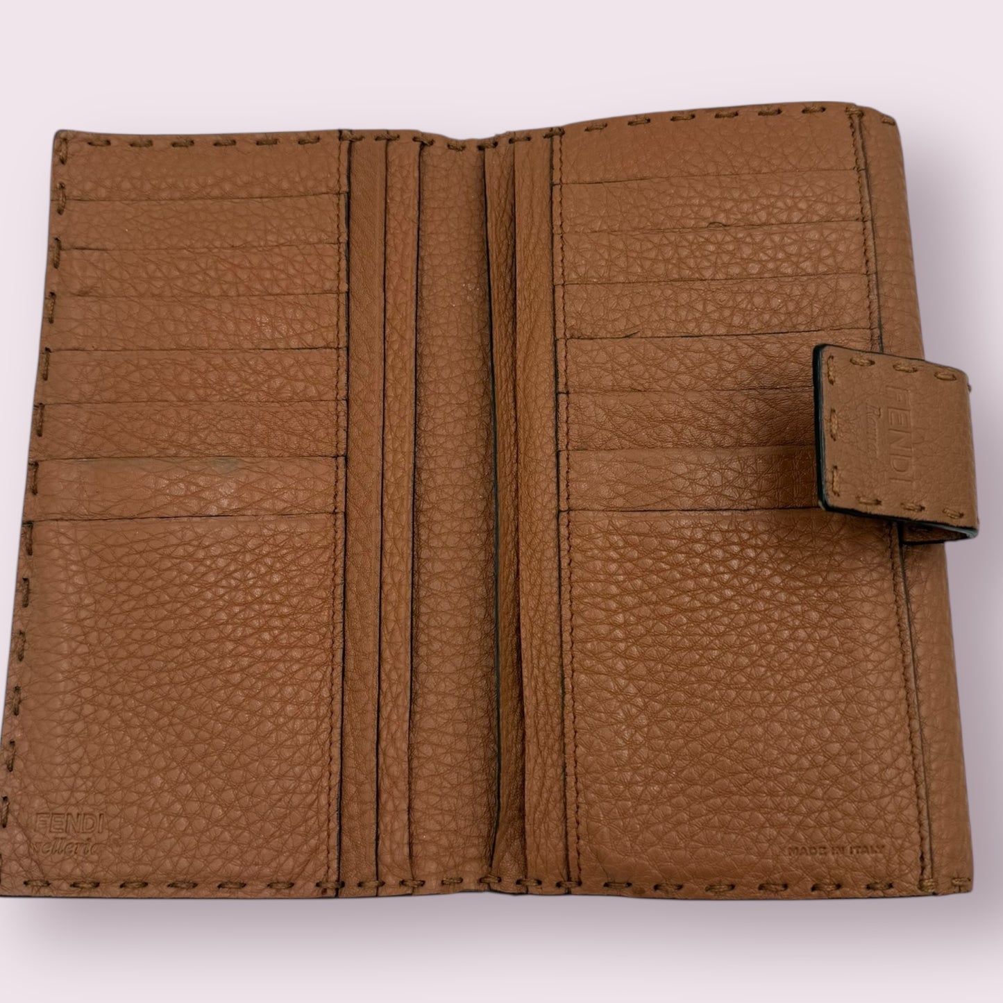 436. Fendi Brown Leather Peekaboo Wallet