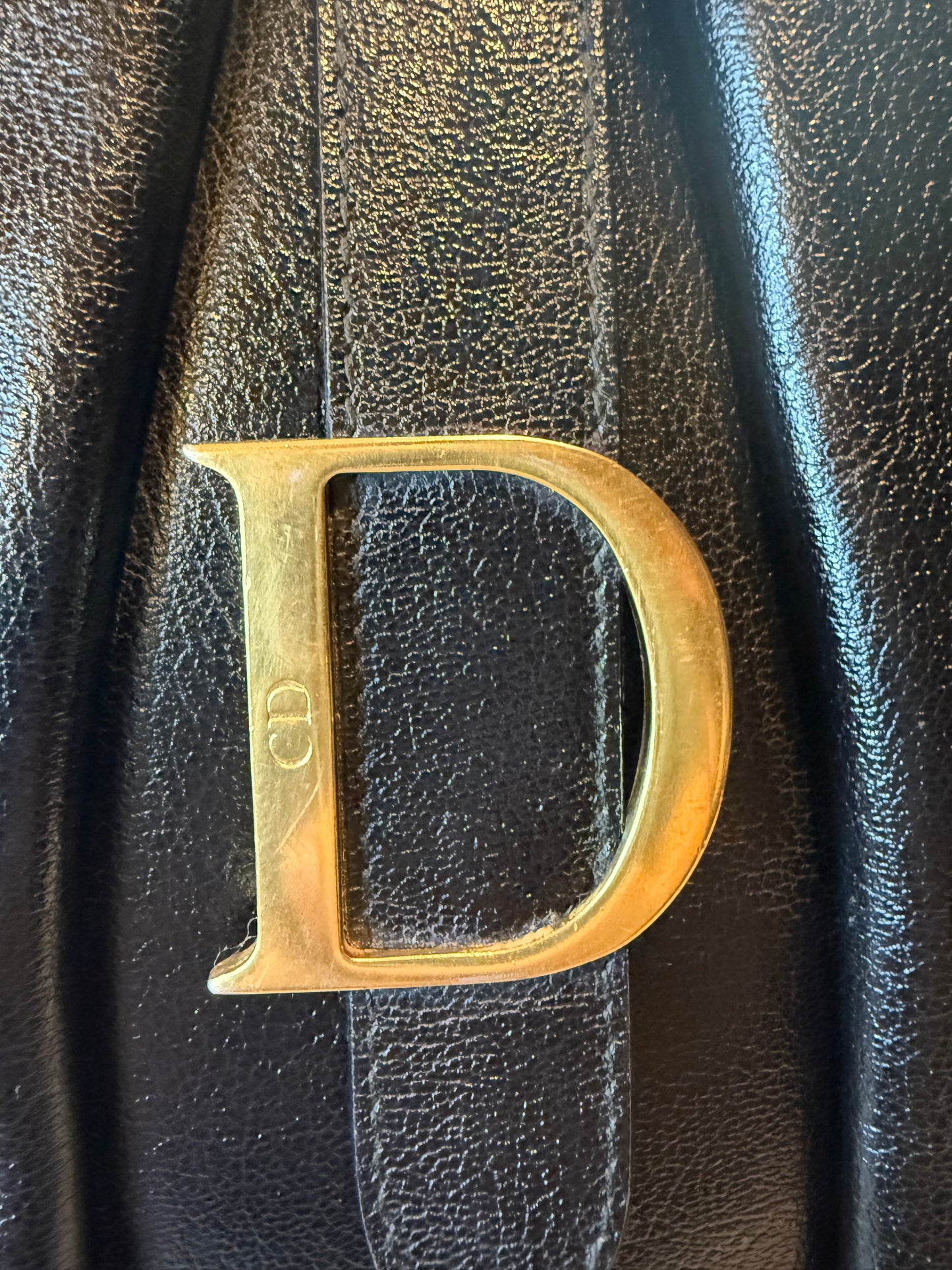 1416. Christian Dior Black Calfskin Double Saddle Bag
