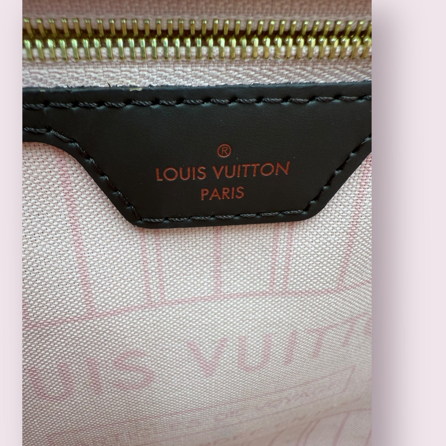 Louis Vuitton Damier Ebene Neverfull MM with Pink Balerine lining