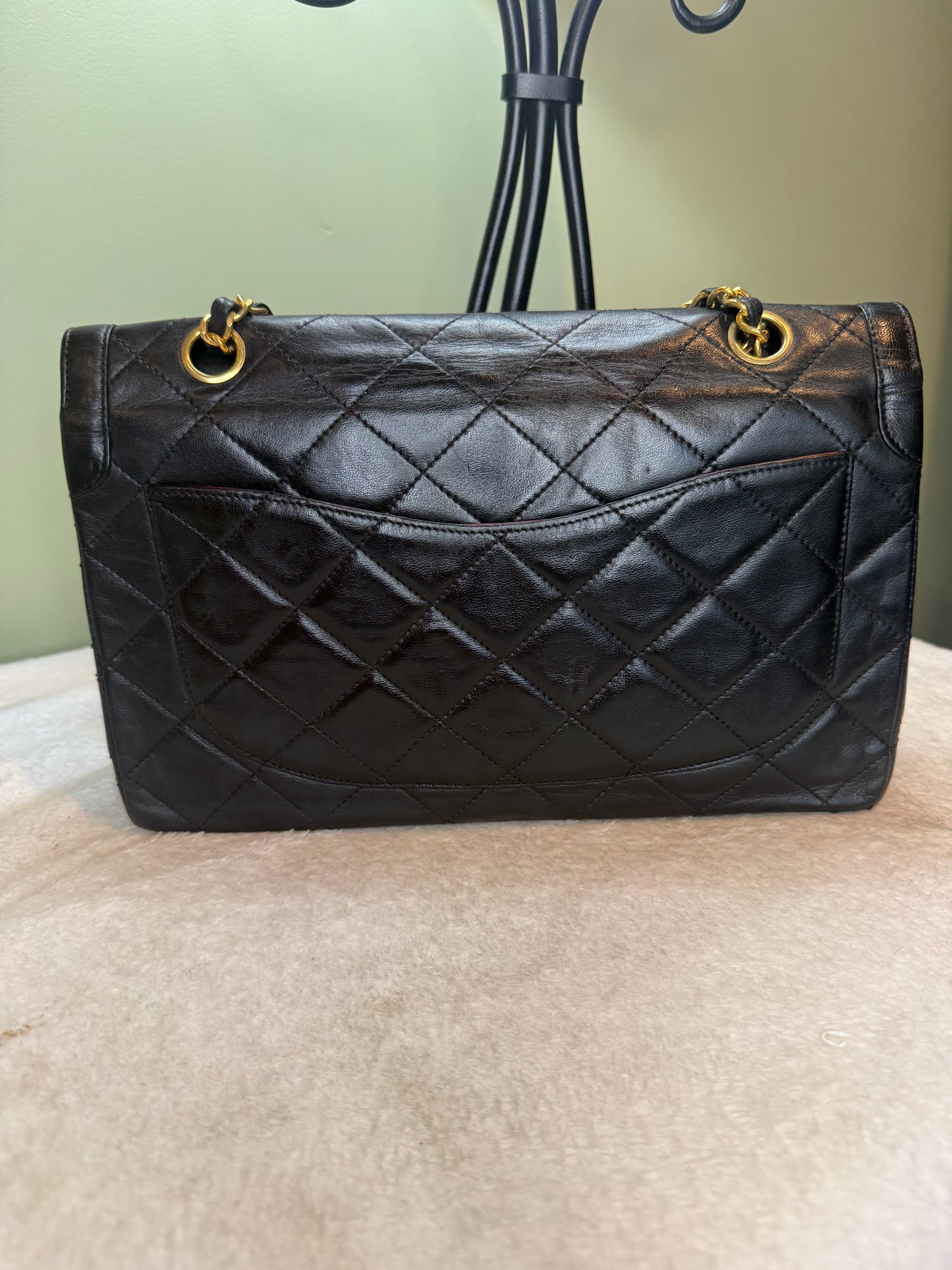 1037. Chanel Black Lambskin Double Flap
