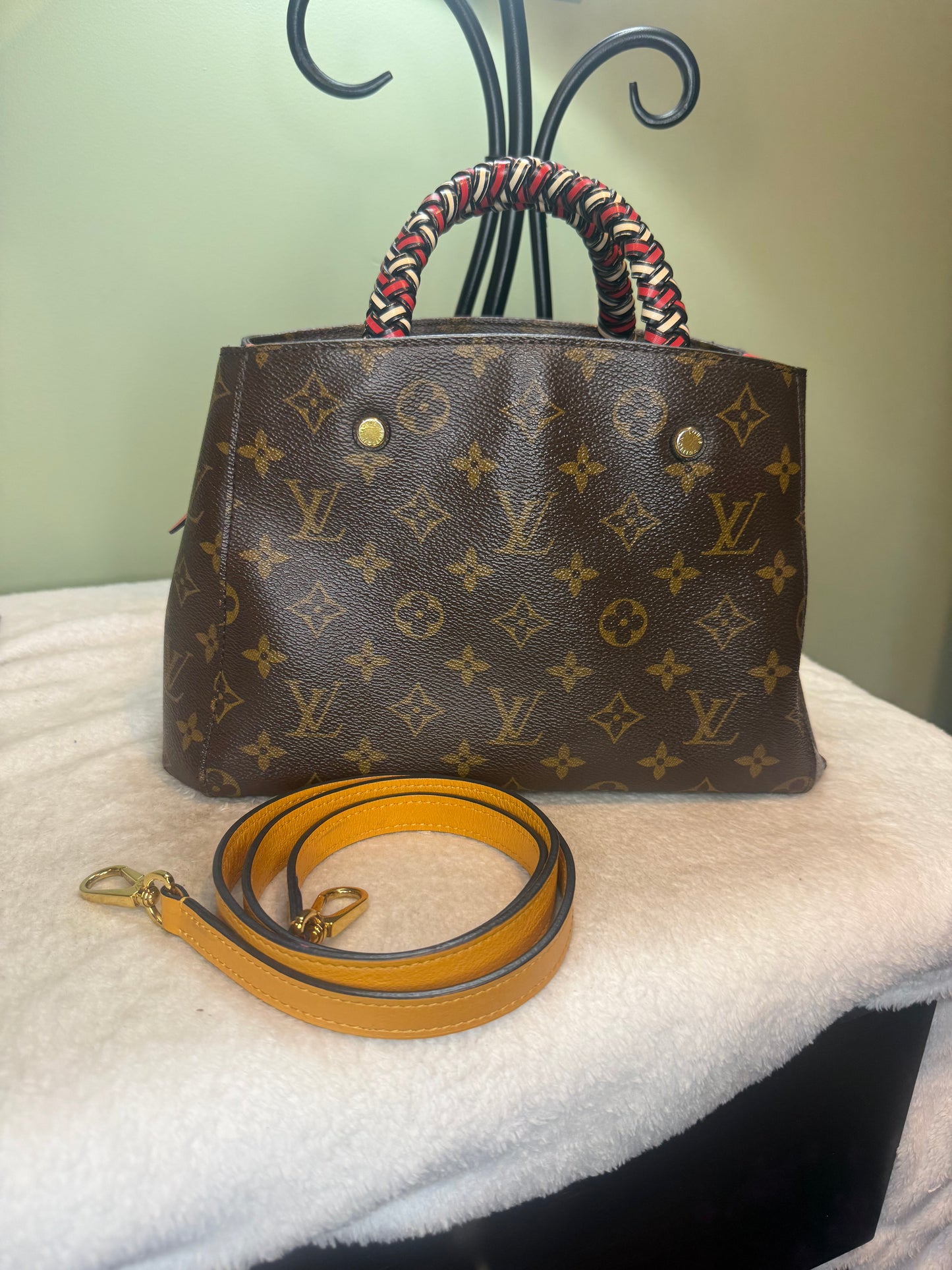 1061. Louis Vuitton Monogram Braided Handle Montaigne BB