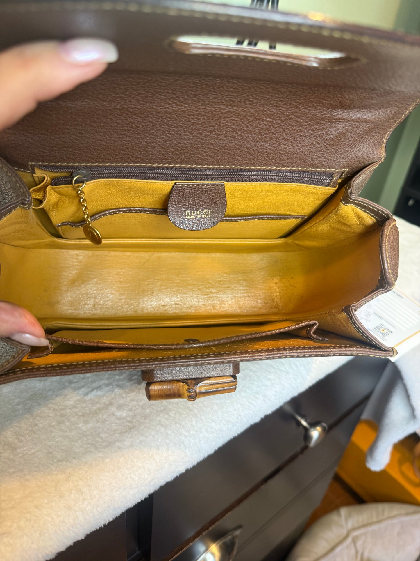 992. Gucci Chocolate Brown 1947 Bamboo Top Handle