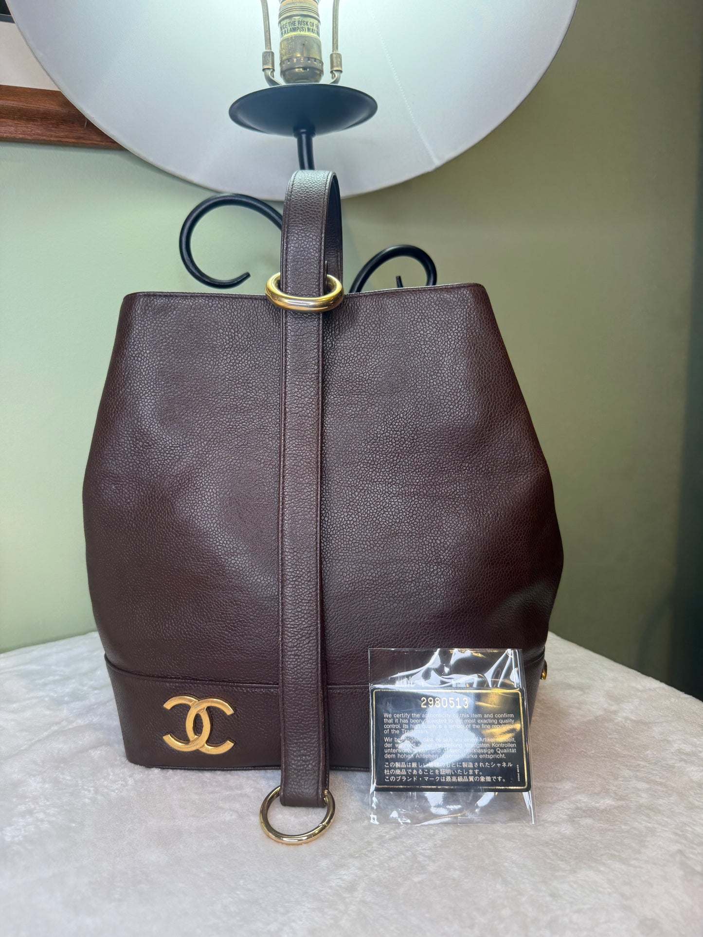 1746. Chanel Vintage Brown Triple CC Bucket Bag ( Series 2, 91-94)