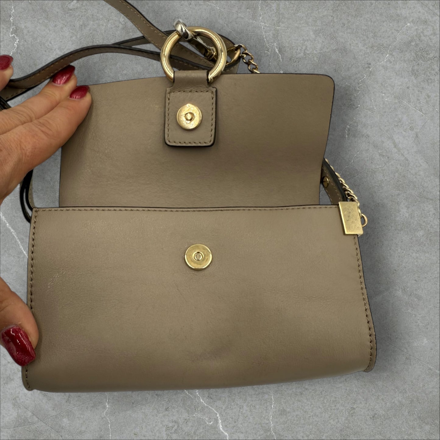 330. Chloe Faye Mini Shoulder/Crossbody In Grey Suede and Leather