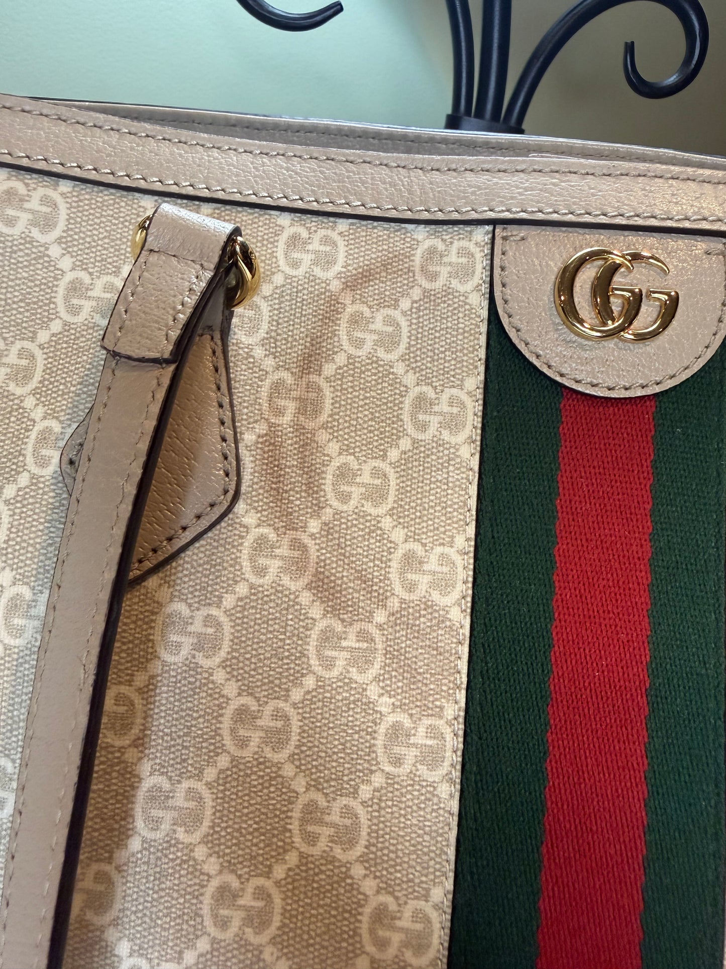 1297. Gucci Ophidia Large Beige and White GG Canvas Tote