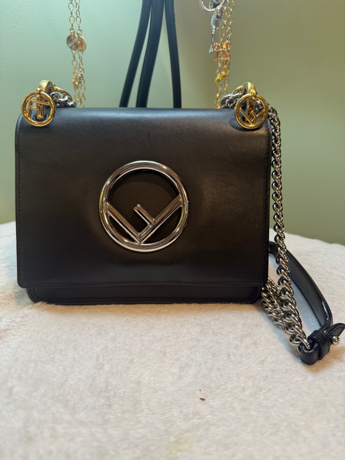 281. Fendi F Logo Kan I Leather Two Way Bag