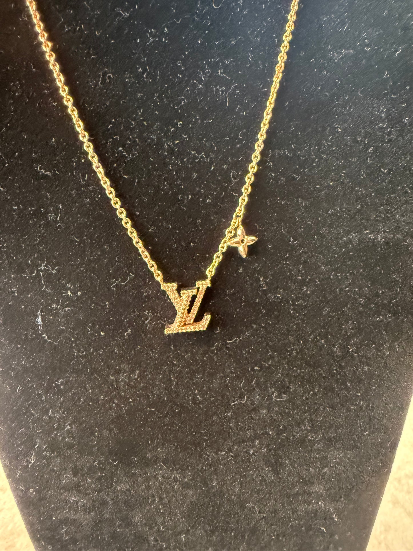 1237. Louis Vuitton Rose Gold LV Crystal Necklace