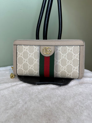 1298. Gucci Ophidia Beige and white Zippy Wallet