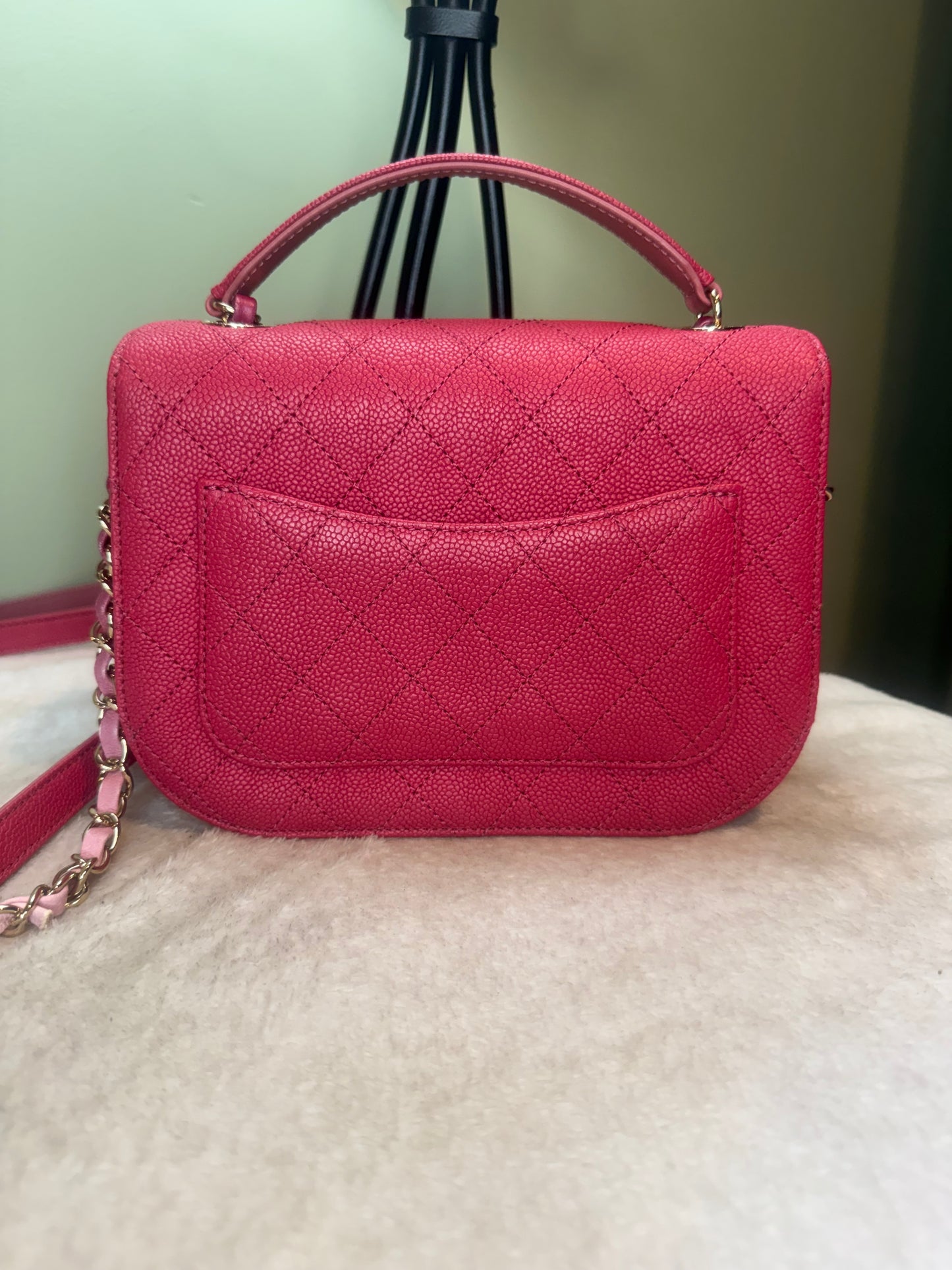 1378.  Chanel Pink Paris-Cuba Caviar Thread Around two way bag