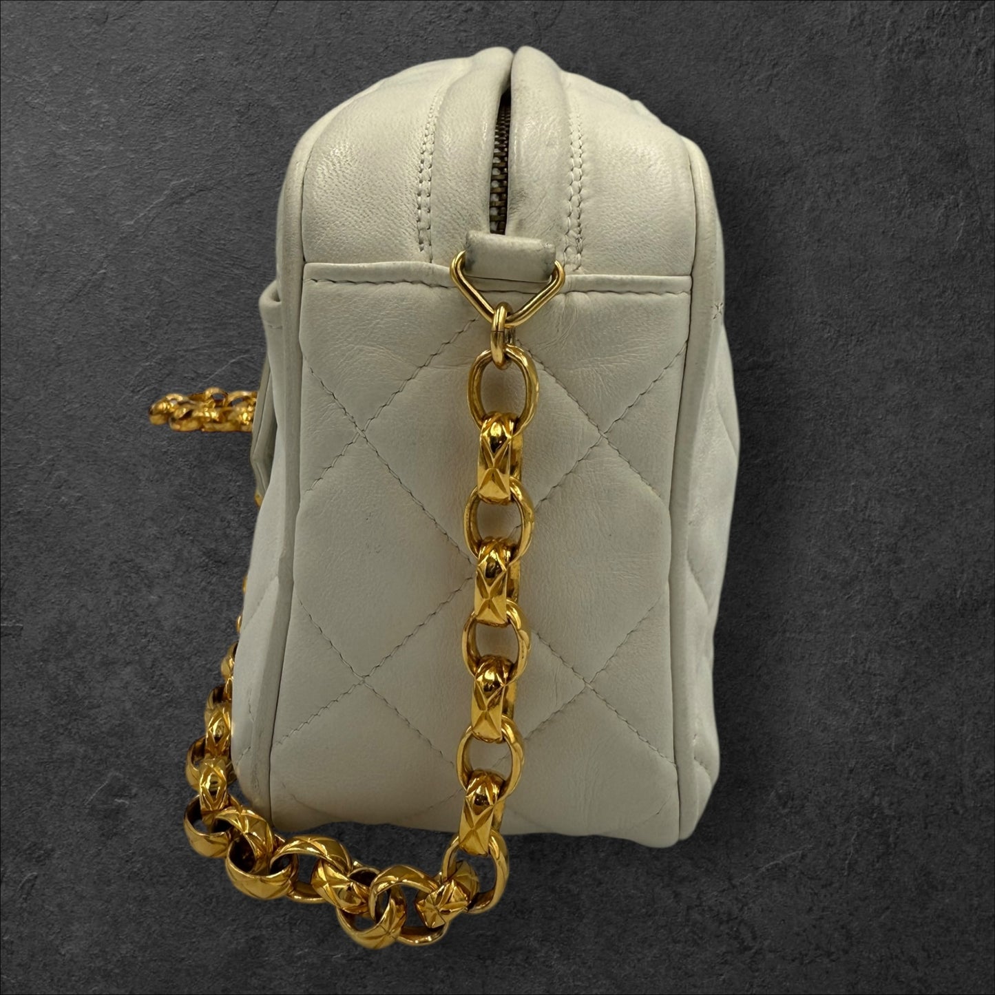 307. Chanel Lambskin Quilted Camera Tassel Bag with Gold-plated Hardware