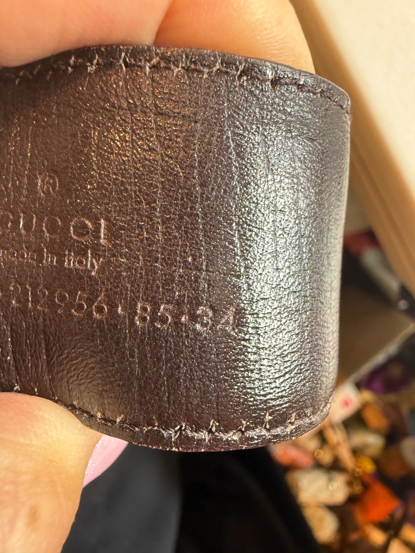 1515. Gucci GG Canvas Belt with brown leather