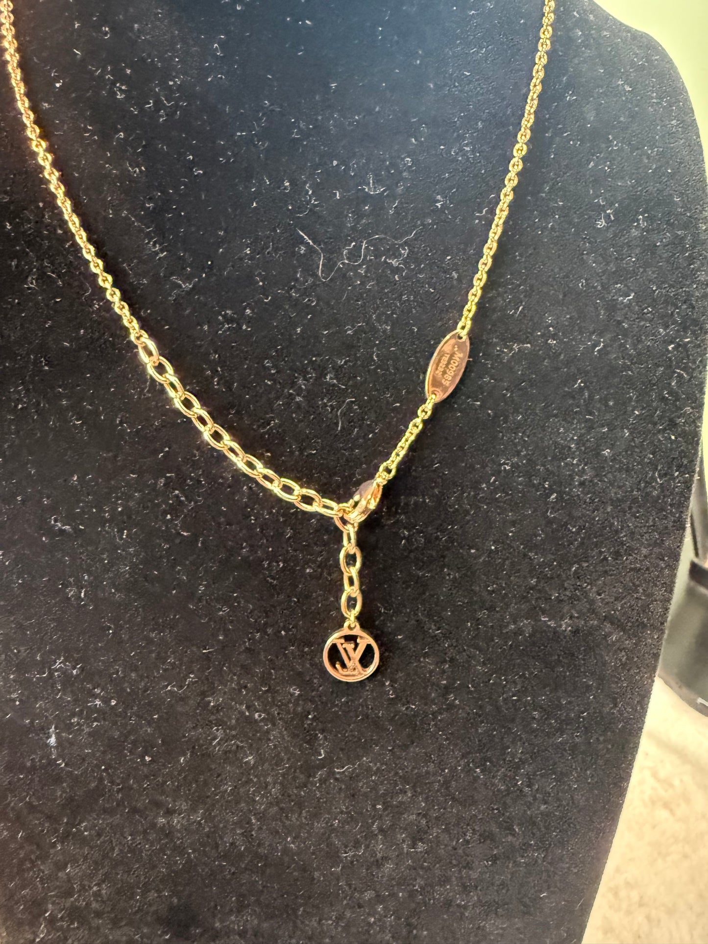 1237. Louis Vuitton Rose Gold LV Crystal Necklace