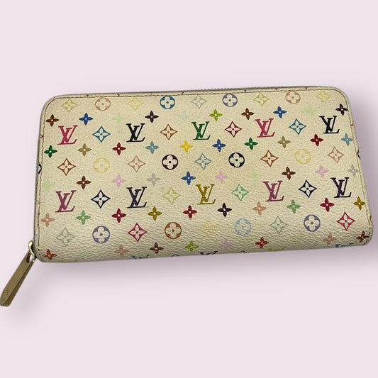 Louis Vuitton White Multicolor Zippy Wallet