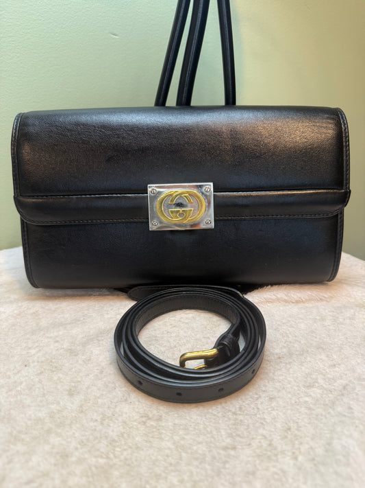 1673. Gucci Black Linea Matisse Interlocking GG Clutch