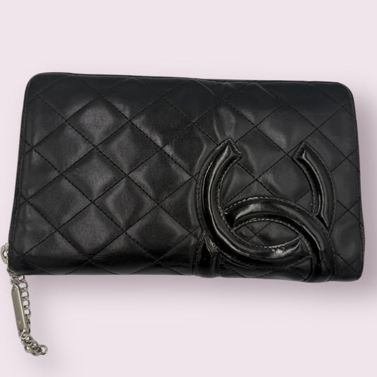 Chanel Cambon Line Zip Around Long wallet with Pink Interior