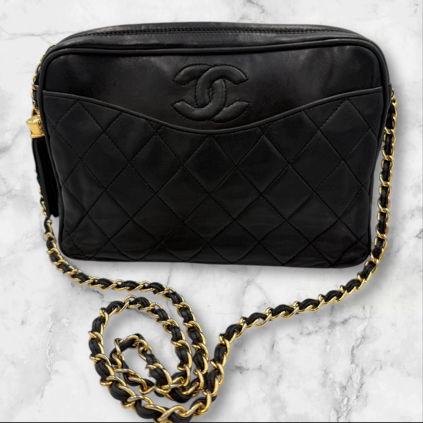 356. Chanel Black Series 0 (1986-1988)  Camera Bag