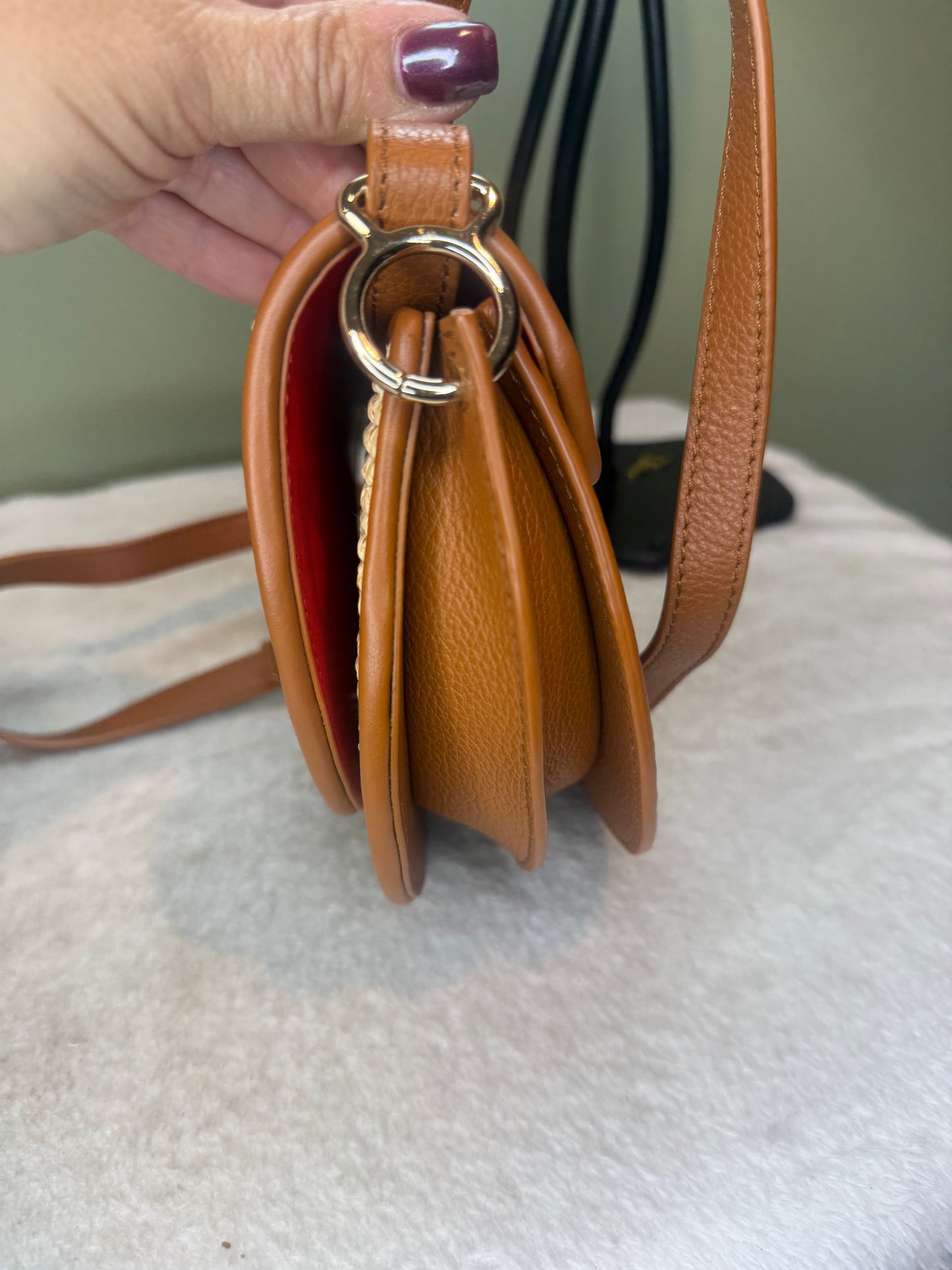 1282. Christian Louboutin By My Side Crossbody with Natural Raffia