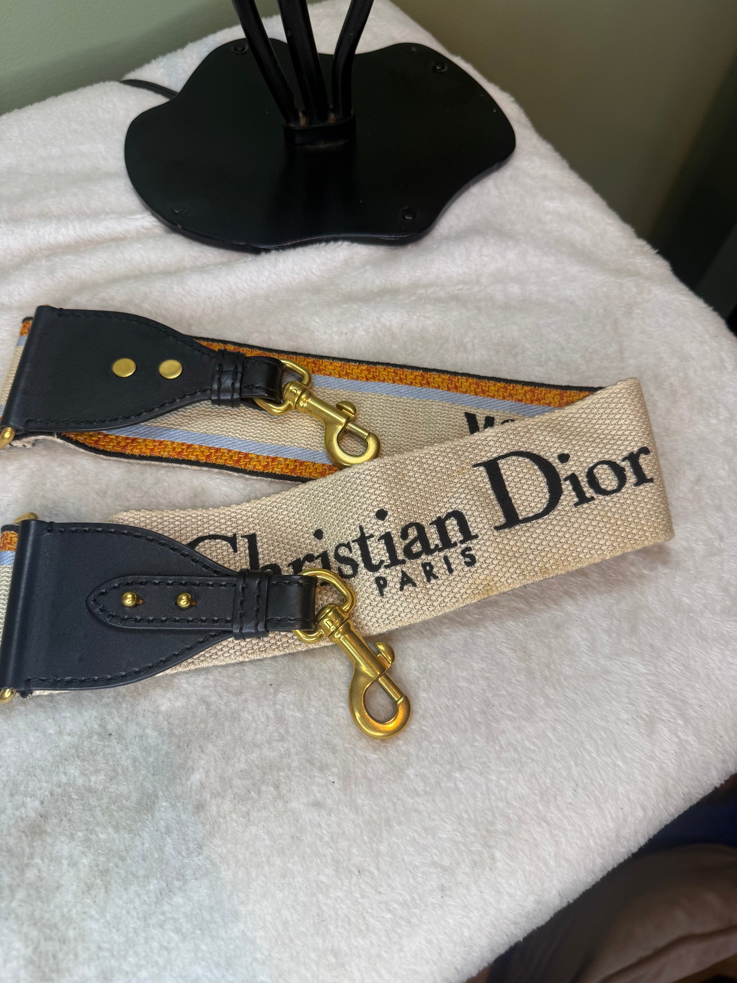 1218. Christian Dior Embroidered Orange Striped Shoulder strap