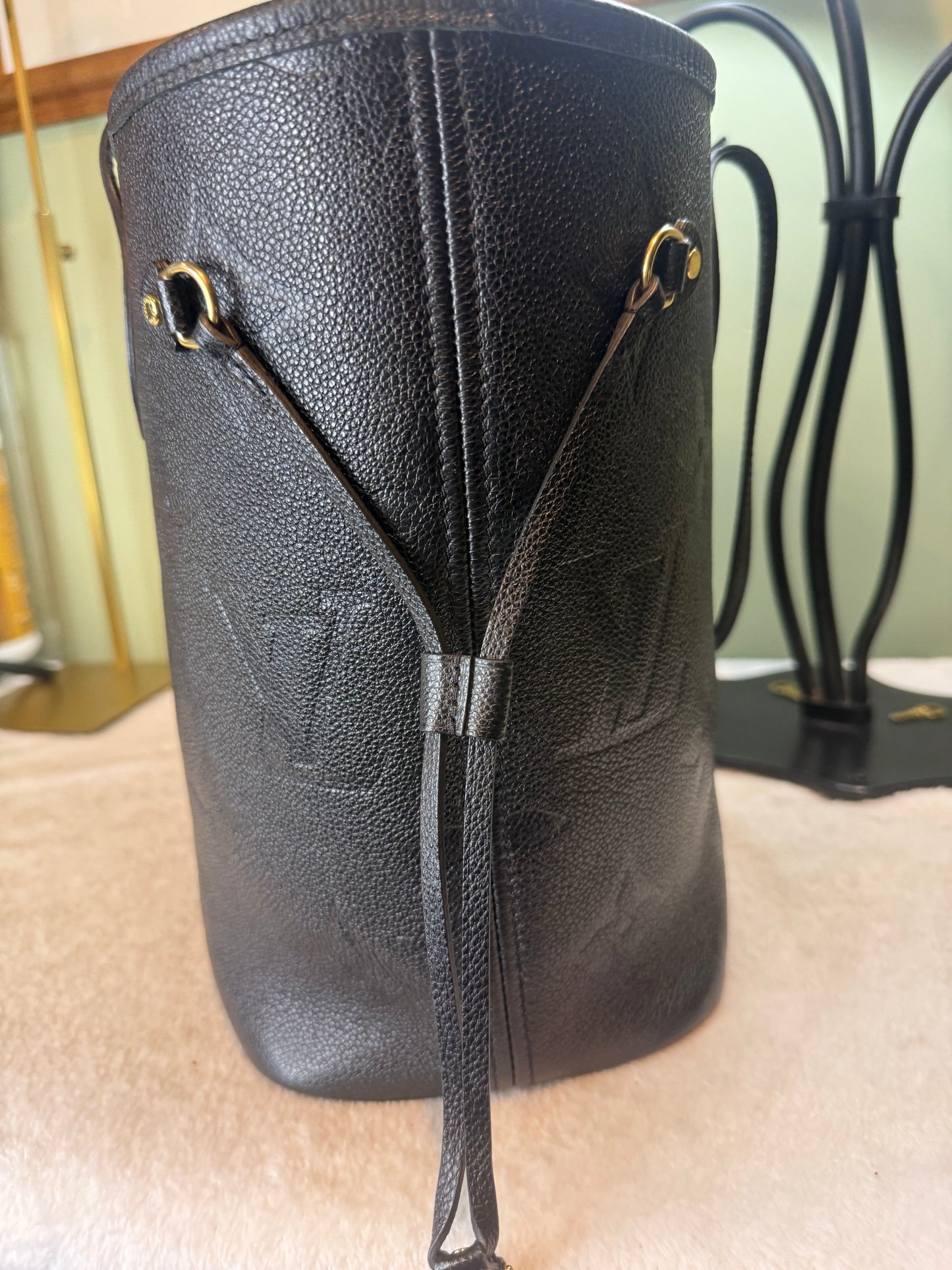 1312. Louis Vuitton Black Empriente Neverfull MM with Pouch