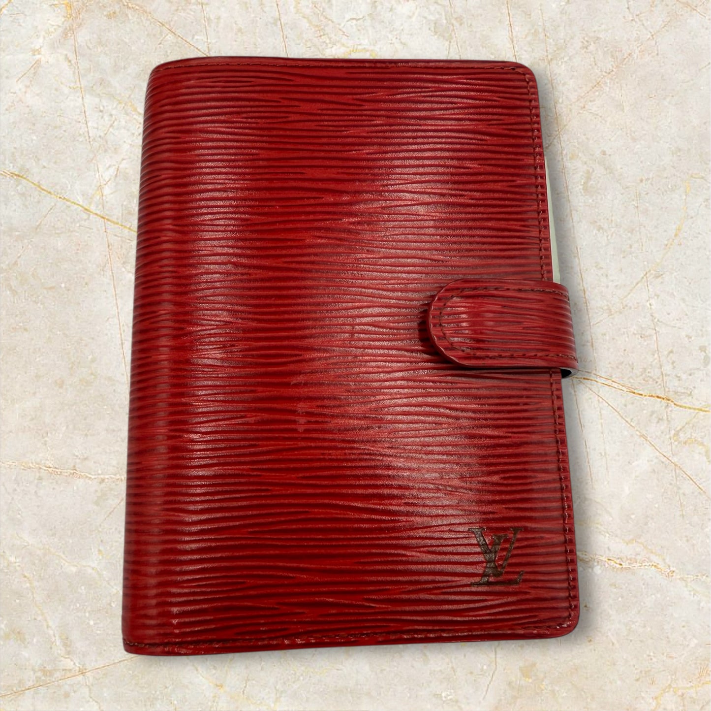 Louis Vuitton Red Epi leather Agenda PM with Cherry collection inserts