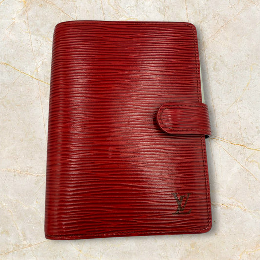 Louis Vuitton Red Epi leather Agenda PM with Cherry collection inserts