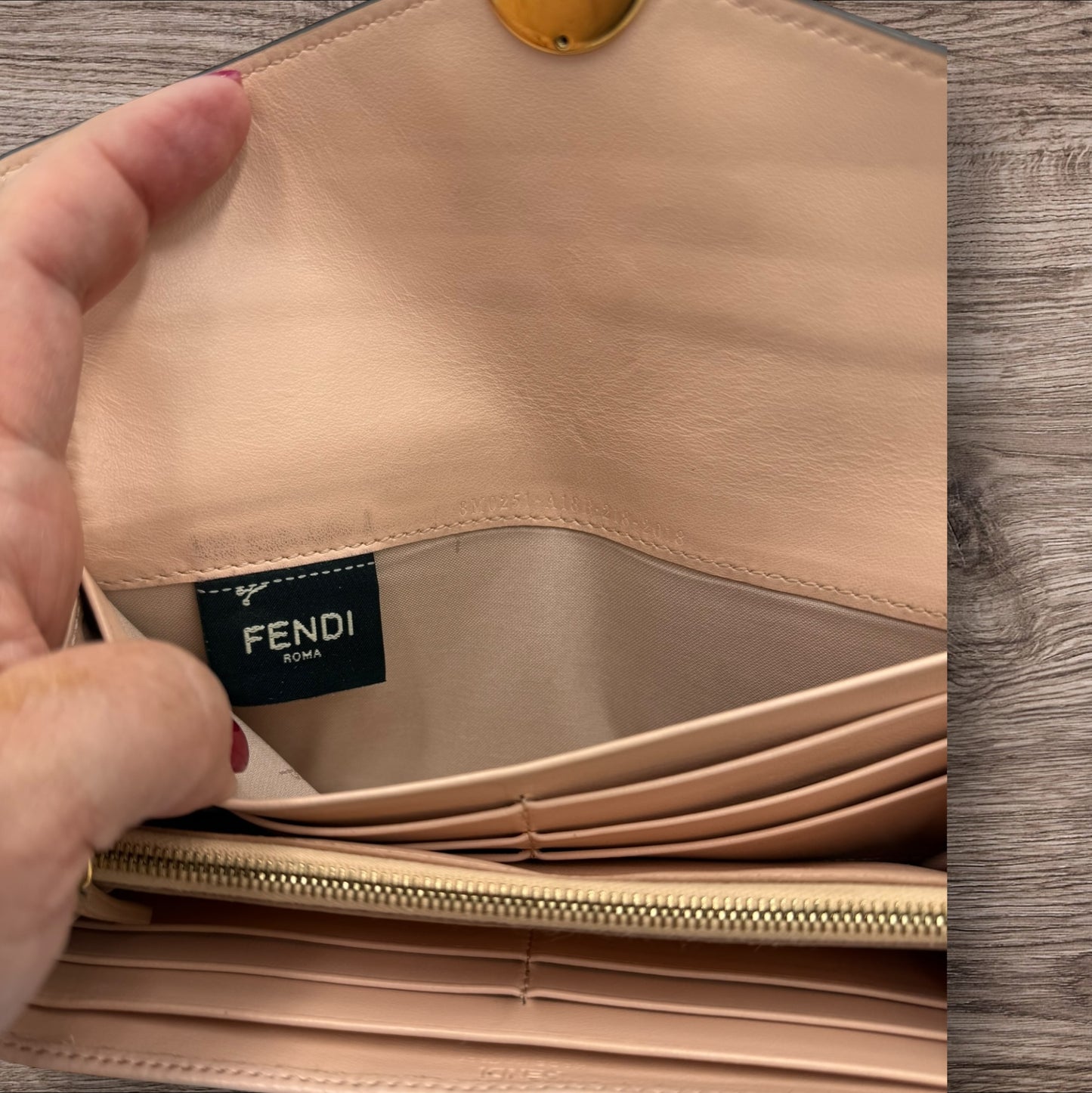 Fendi Leather F Is Fendi Long Wallet Light Rose
