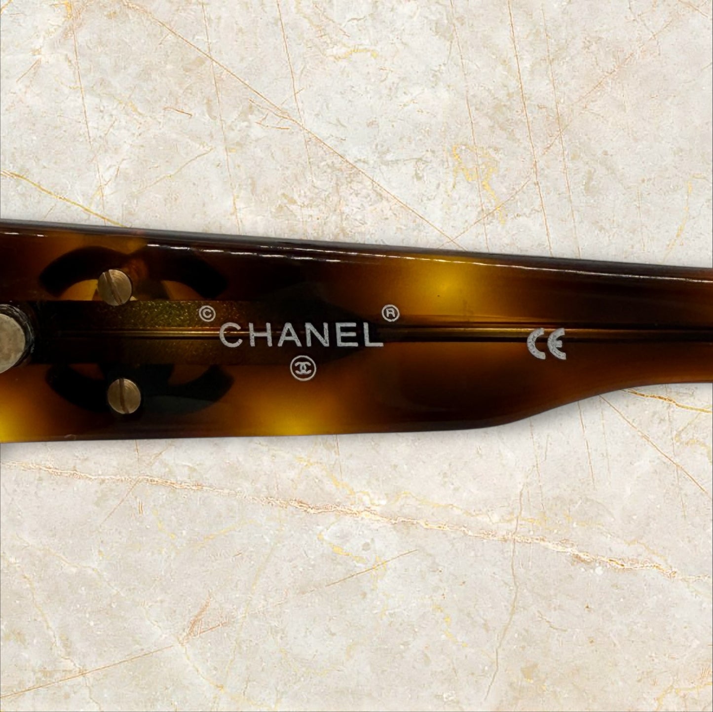 Chanel Coco Mark Brown Tortoise Shell Vintage Sunglasses with box