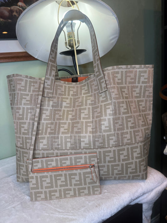 2160. Fendi Perforated Zucca Shopper Tote