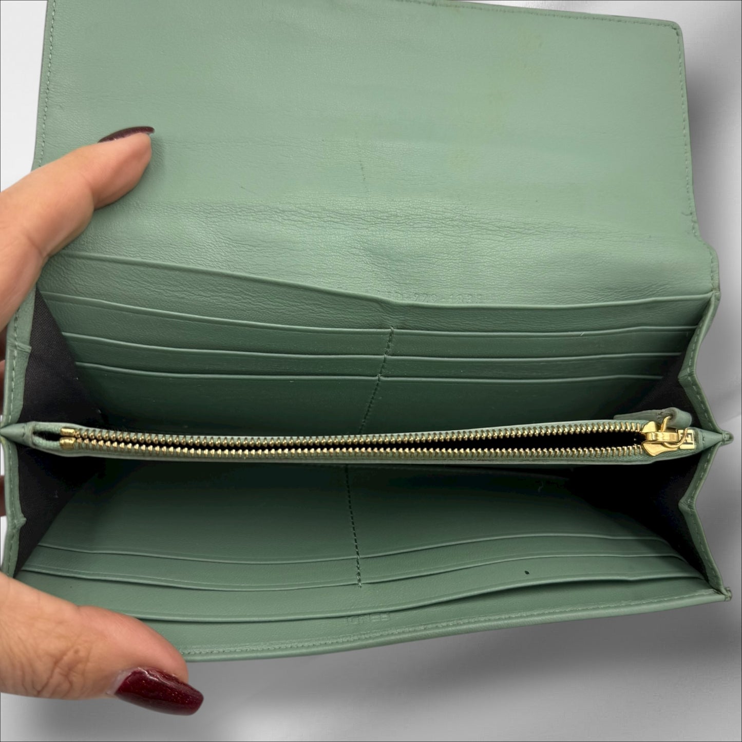 284. Fendi Bifold Leather Wallet Mint Green