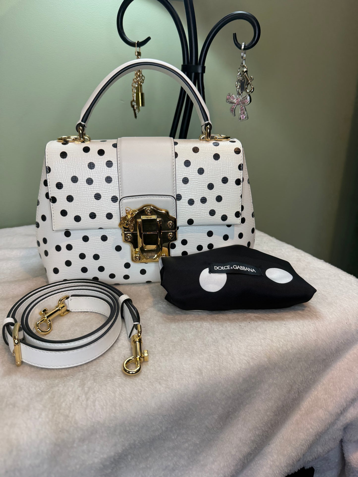 832. Dolce & Gabbana Calfskin Polka Dot Lucia