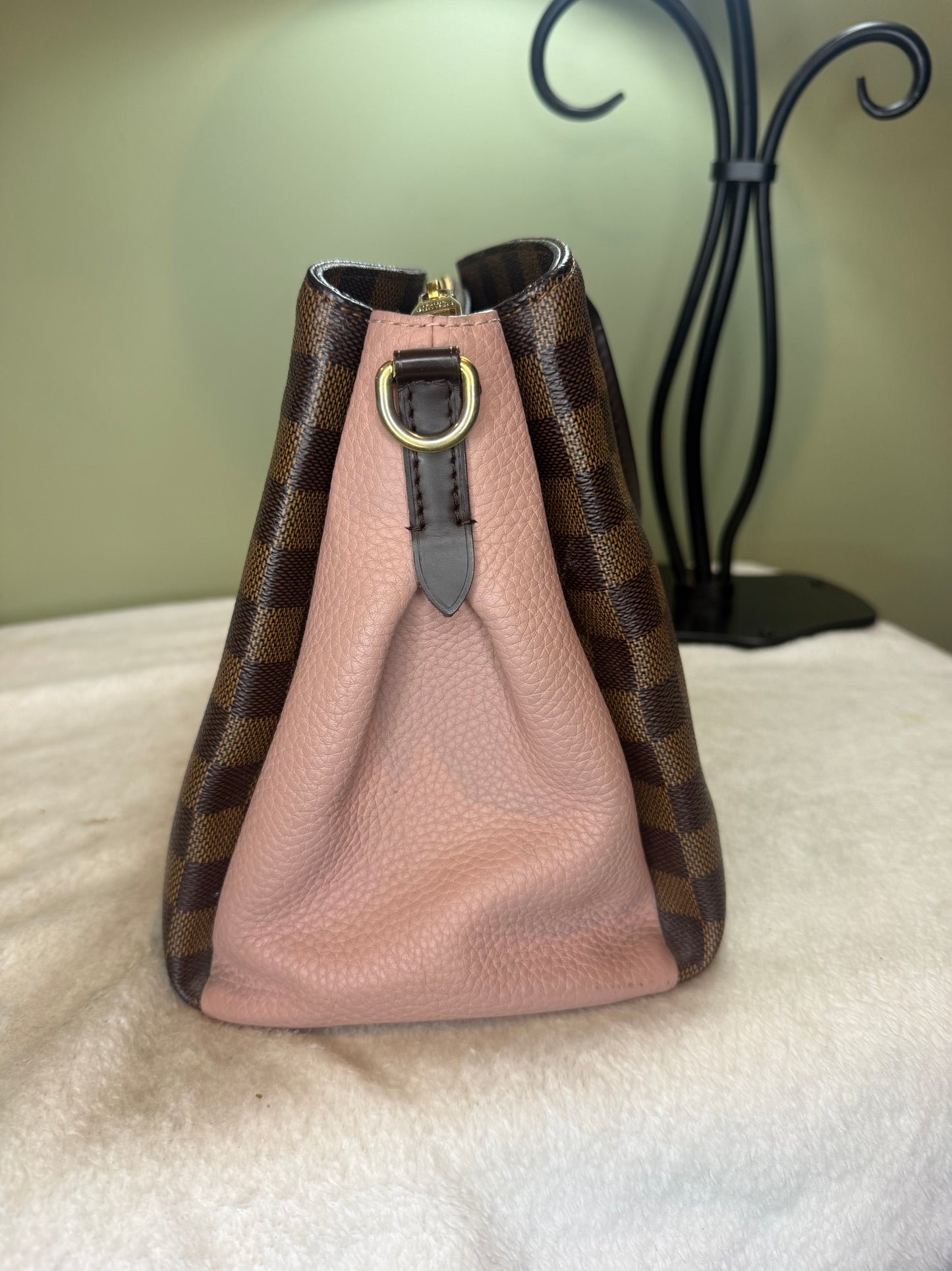 1247. Louis Vuitton Damier Ebene Normandy with Rose Ballerine Pink