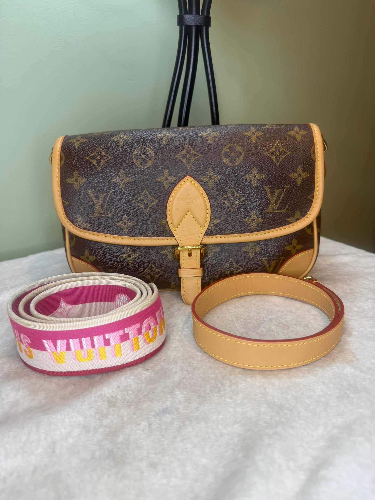 1490. Louis Vuitton Monogram Diane with Fuchsia Pink Interior and both Straps