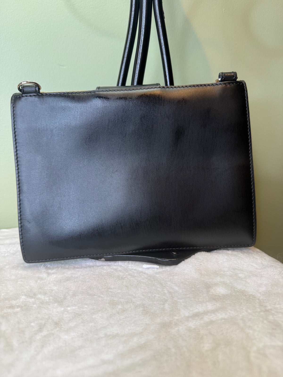 2000. Fendi Black and Cream Flat Baguette