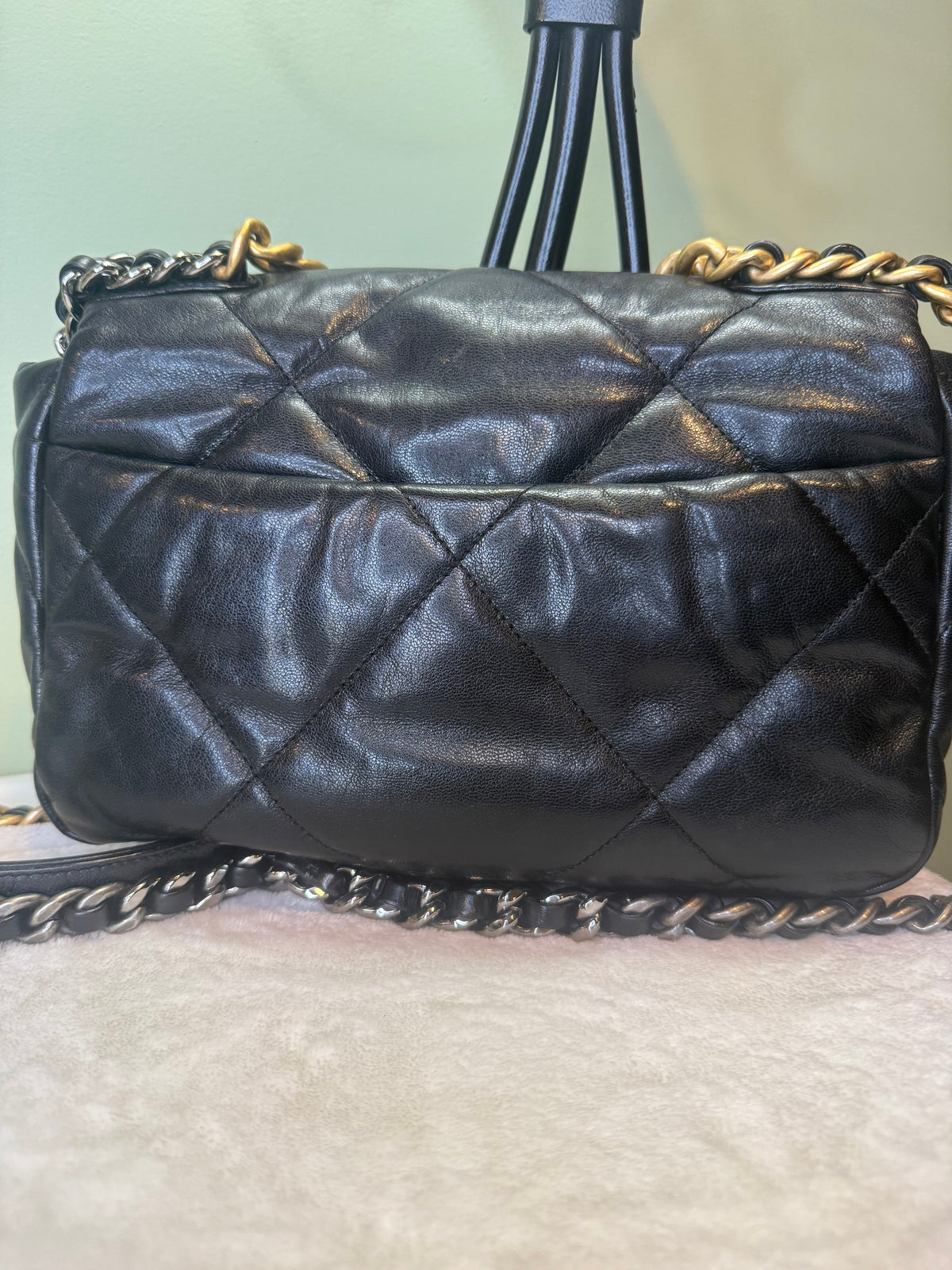 2042. Chanel Black Medium 19 Flap Bag