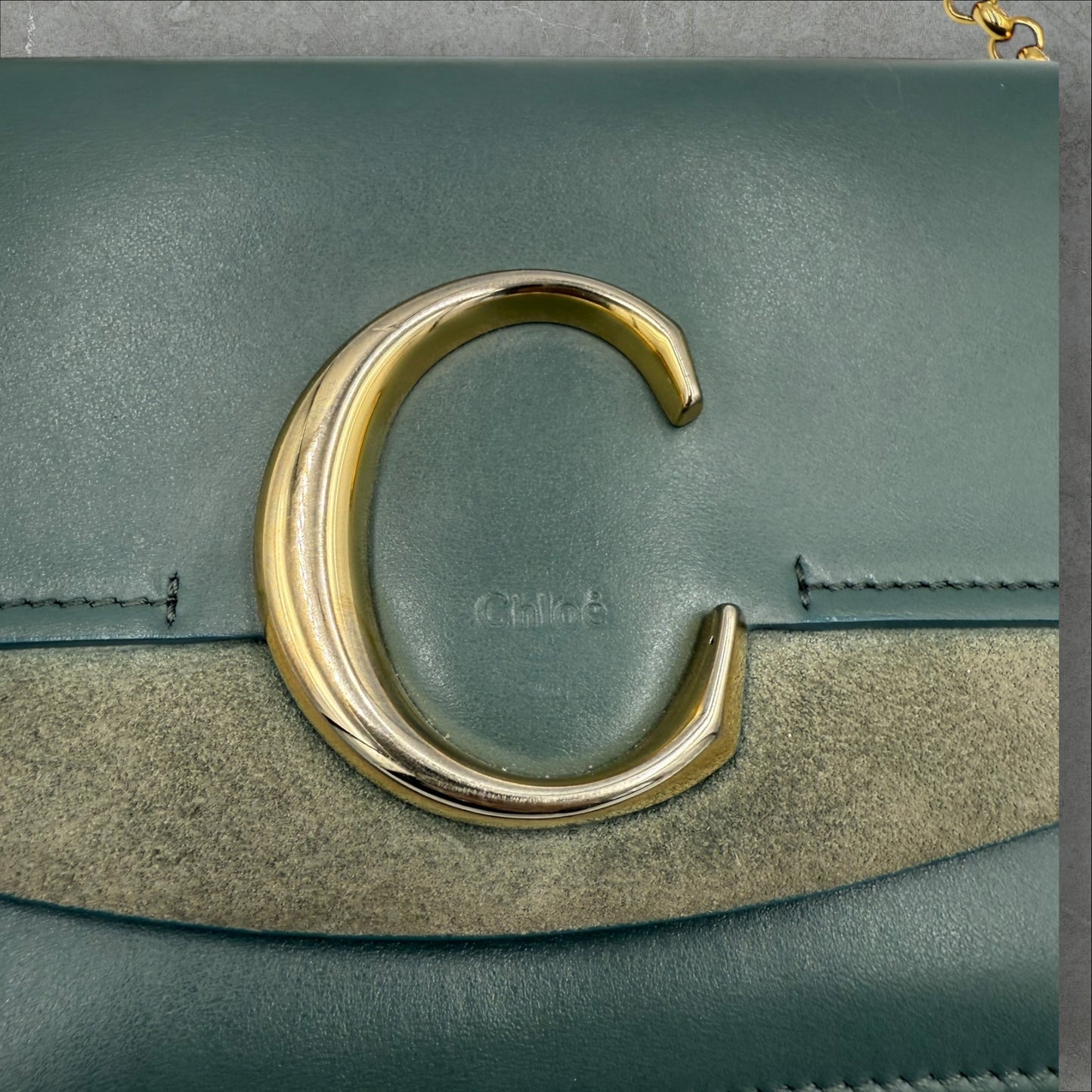 316. Chloe Leather C Smog Blue Shoulder Bag