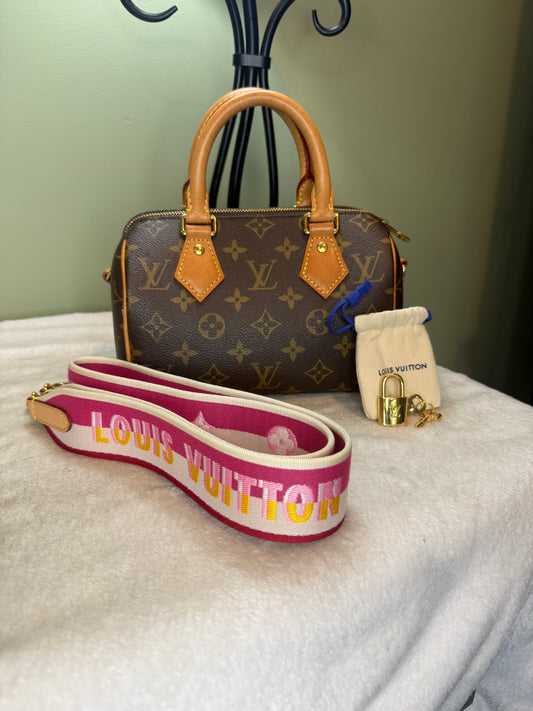 1268. Louis Vuitton Monogram Speedy 20 Bando with Strap