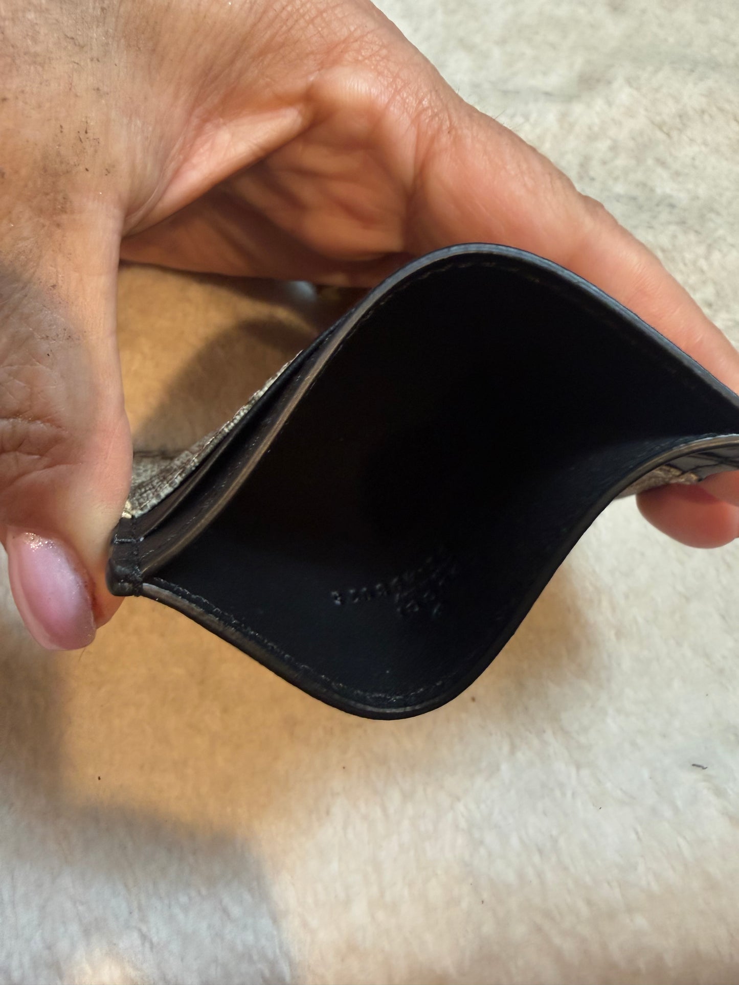 1507. Gucci GG Card Holder with Black Leather