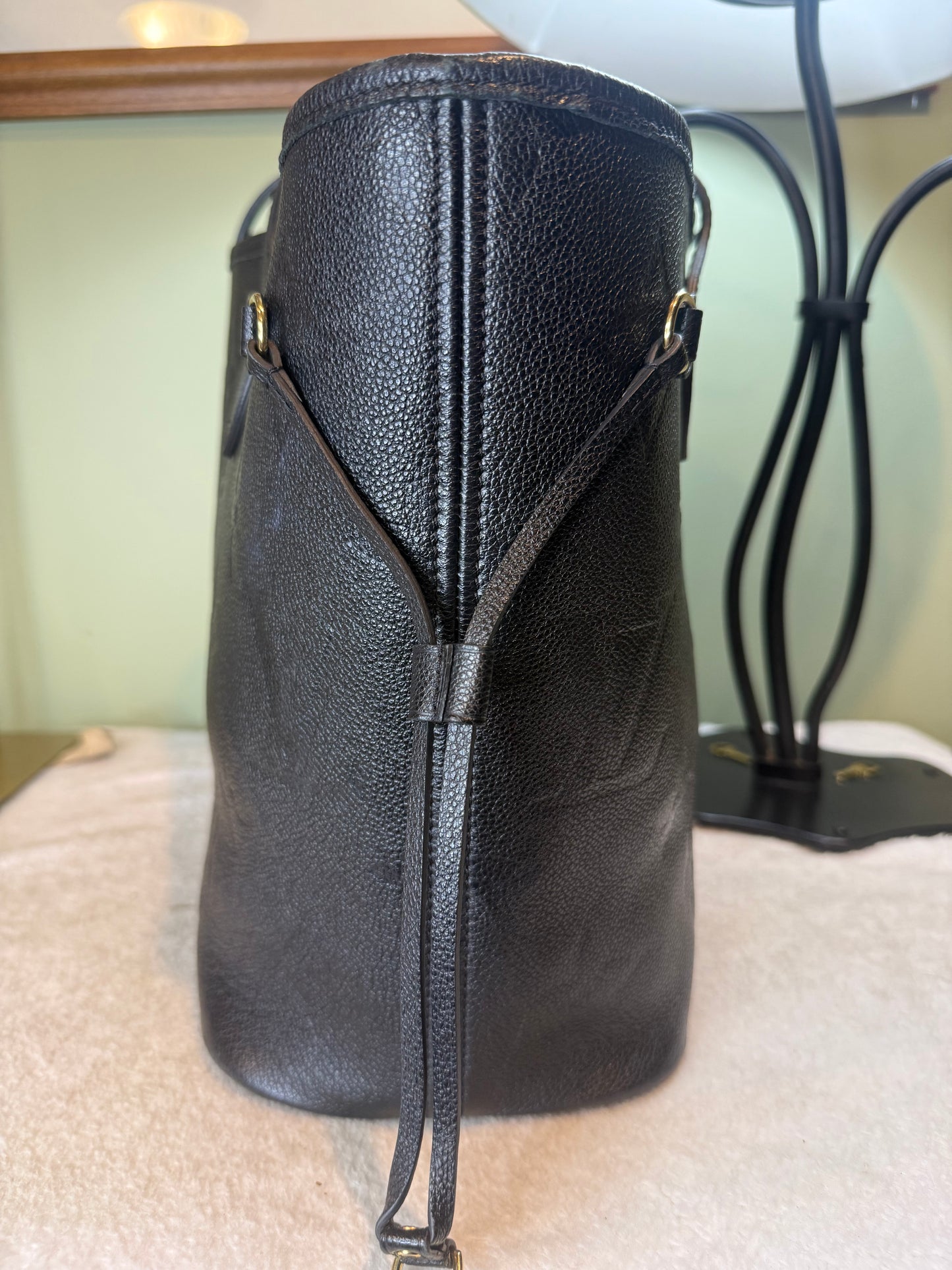1312. Louis Vuitton Black Empriente Neverfull MM with Pouch